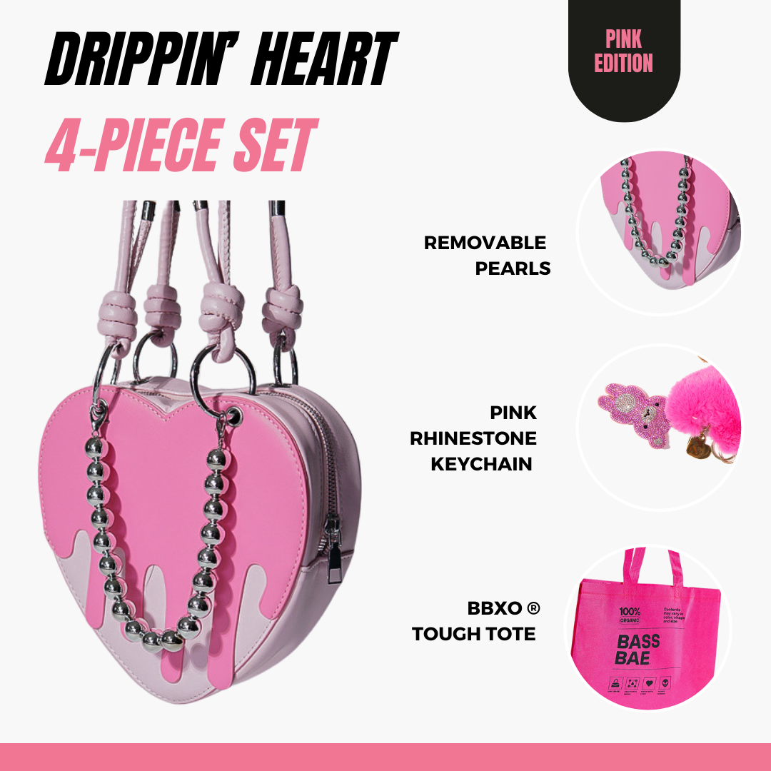 Drippin' Pink Heart 4-Piece Bag Set